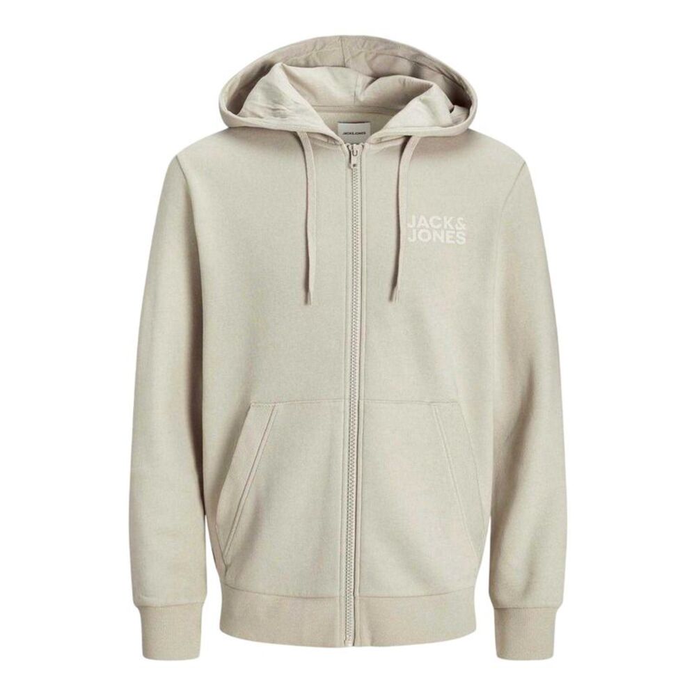 Jack And Jones Mens Logo Full Zip Hoodie / Moonbeam